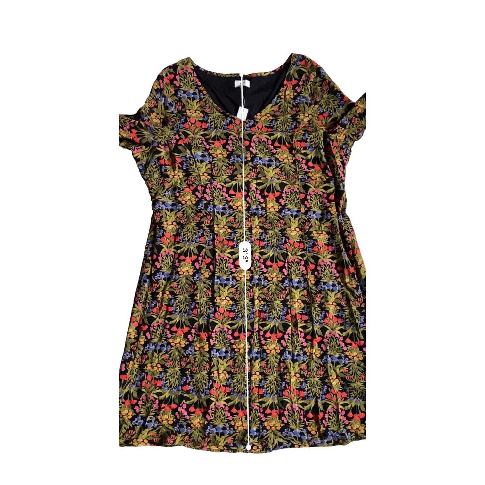 Old Navy Womens Crepe Swing Dress Size 2XL Black Floral Long Bell Sleeves Lined - Picture 11 of 13